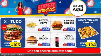 Modelo de TV para TV Horizontal com o tema Super Ofertas para Hamburgueria