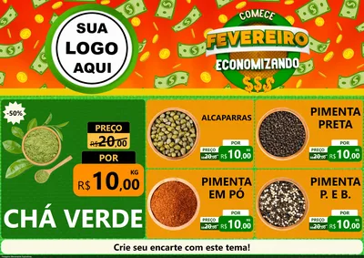Modelo de Encarte para Encarte A4 Horizontal com o tema Comece Fevereiro Economizando para Produtos Naturais