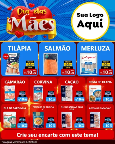 Modelo de Rede Social para Feed Instagram com o tema Dia das Mães para Peixaria