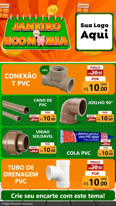 Modelo de TV para TV Vertical com o tema Janeiro da Economia para Tubos e conexões