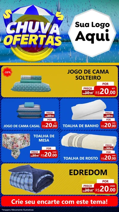 Modelo de TV para TV Vertical com o tema Chuva de Ofertas para Cama, Mesa e Banho