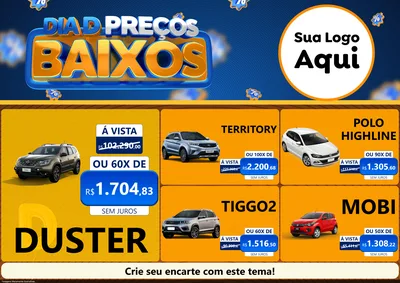 Modelo de Encarte para Encarte A4 Horizontal com o tema Dia D Preço Baixo para Concessionaria de Carros