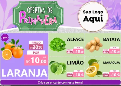 Modelo de Encarte para Encarte A4 Horizontal com o tema Ofertas de Primavera para Hortifrúti