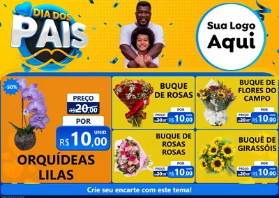 Modelo de Encarte para Encarte A4 Horizontal com o tema Dia dos Pais para Floricultura e jardim