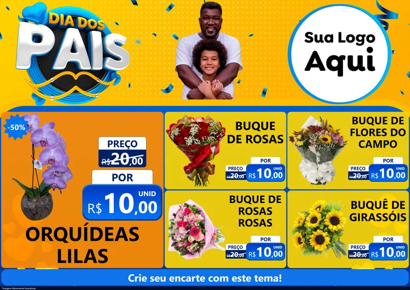 Modelo de Encarte para Encarte A4 Horizontal com o tema Dia dos Pais para Floricultura e jardim