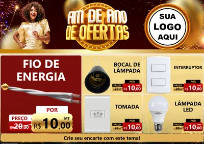 Modelo de Encarte para Encarte A4 Horizontal com o tema Fim de Ano de Ofertas para Materiais Elétricos