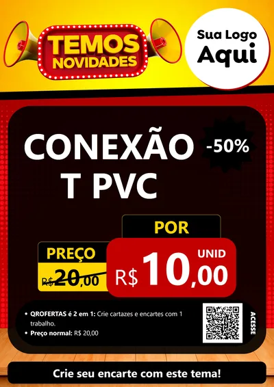 Modelo de Cartaz para Cartaz A4 Vertical com o tema Temos Novidades para Tubos e conexões