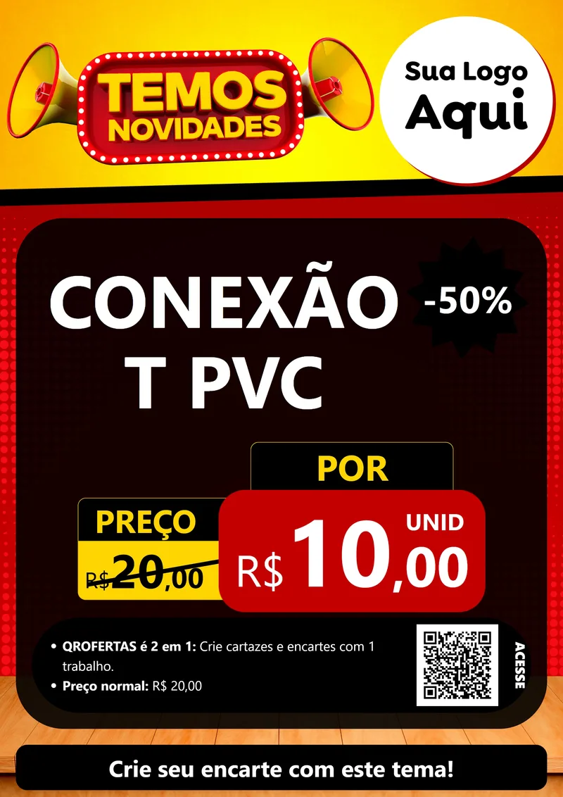Modelo de Cartaz para Cartaz A4 Vertical com o tema Temos Novidades para Tubos e conexões