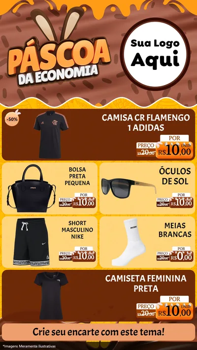 Modelo de TV para TV Vertical com o tema Páscoa da Economia para Roupas e acessórios