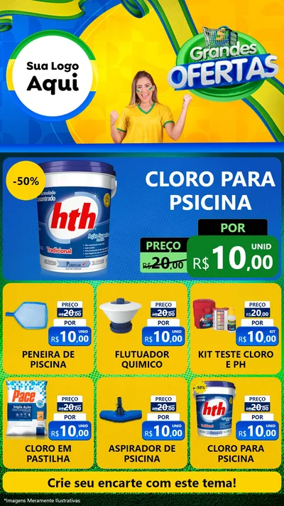 Modelo de Rede Social para Stories com o tema Grandes Ofertas para Produtos para Piscina