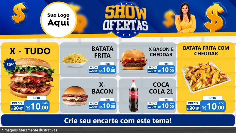 Modelo de TV para TV Horizontal com o tema Show de Ofertas para Hamburgueria