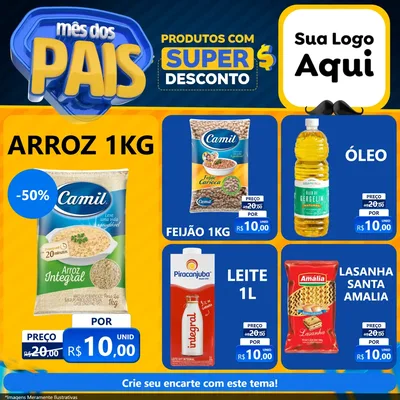 Modelo de Rede Social para Feed Facebook com o tema Mês dos Pais para Supermercado