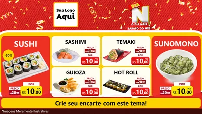 Modelo de TV para TV Horizontal com o tema Dia N o Dia Mais Barato do Mês para Comida japonesa