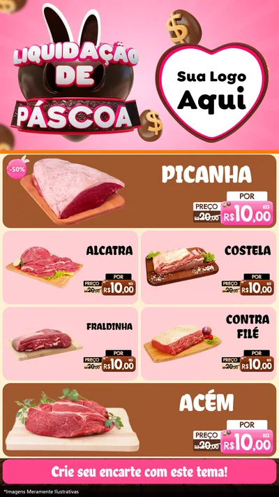 Modelo de TV para TV Vertical com o tema Liquidação de Páscoa para Açougue