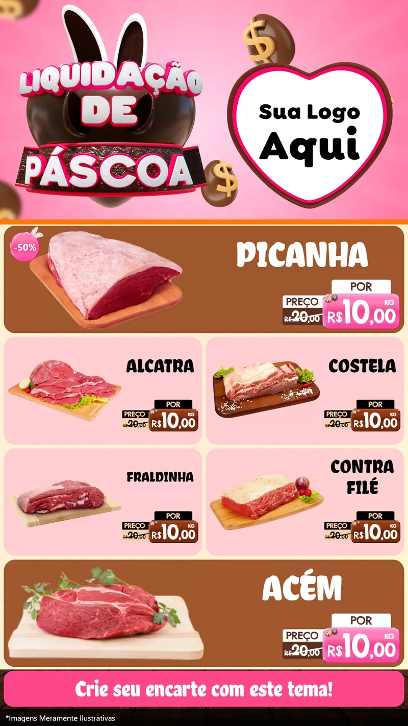 Modelo de TV para TV Vertical com o tema Liquidação de Páscoa para Açougue