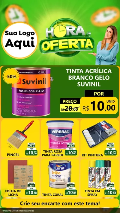 Modelo de Rede Social para Stories com o tema Hora da Oferta para Tintas e Ferramentas
