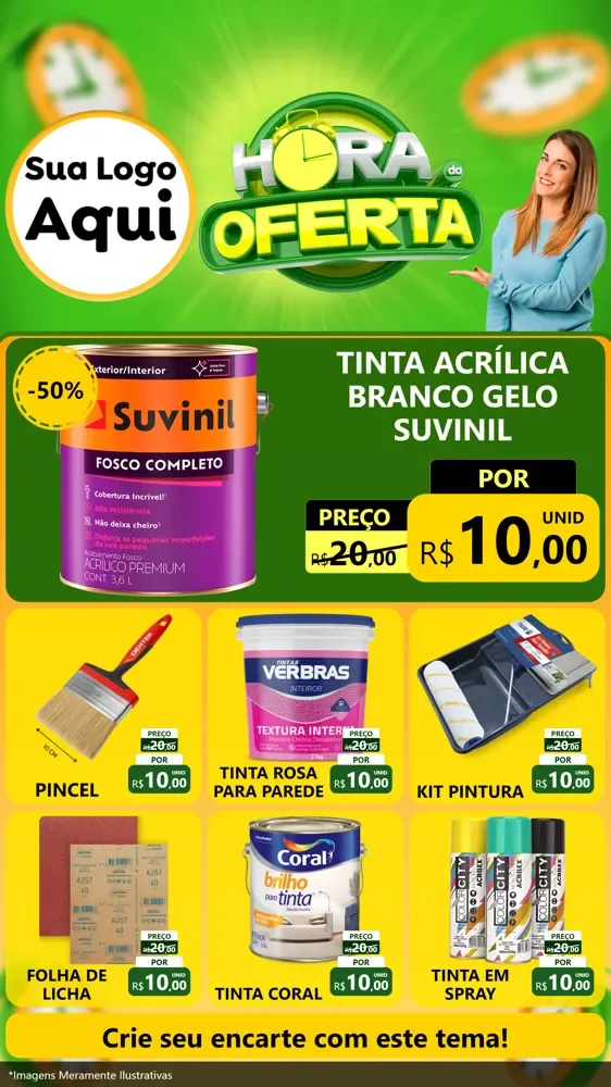 Modelo de Rede Social para Stories com o tema Hora da Oferta para Tintas e Ferramentas