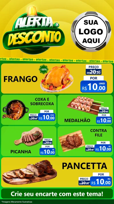 Modelo de TV para TV Vertical com o tema Alerta de Desconto para Assados