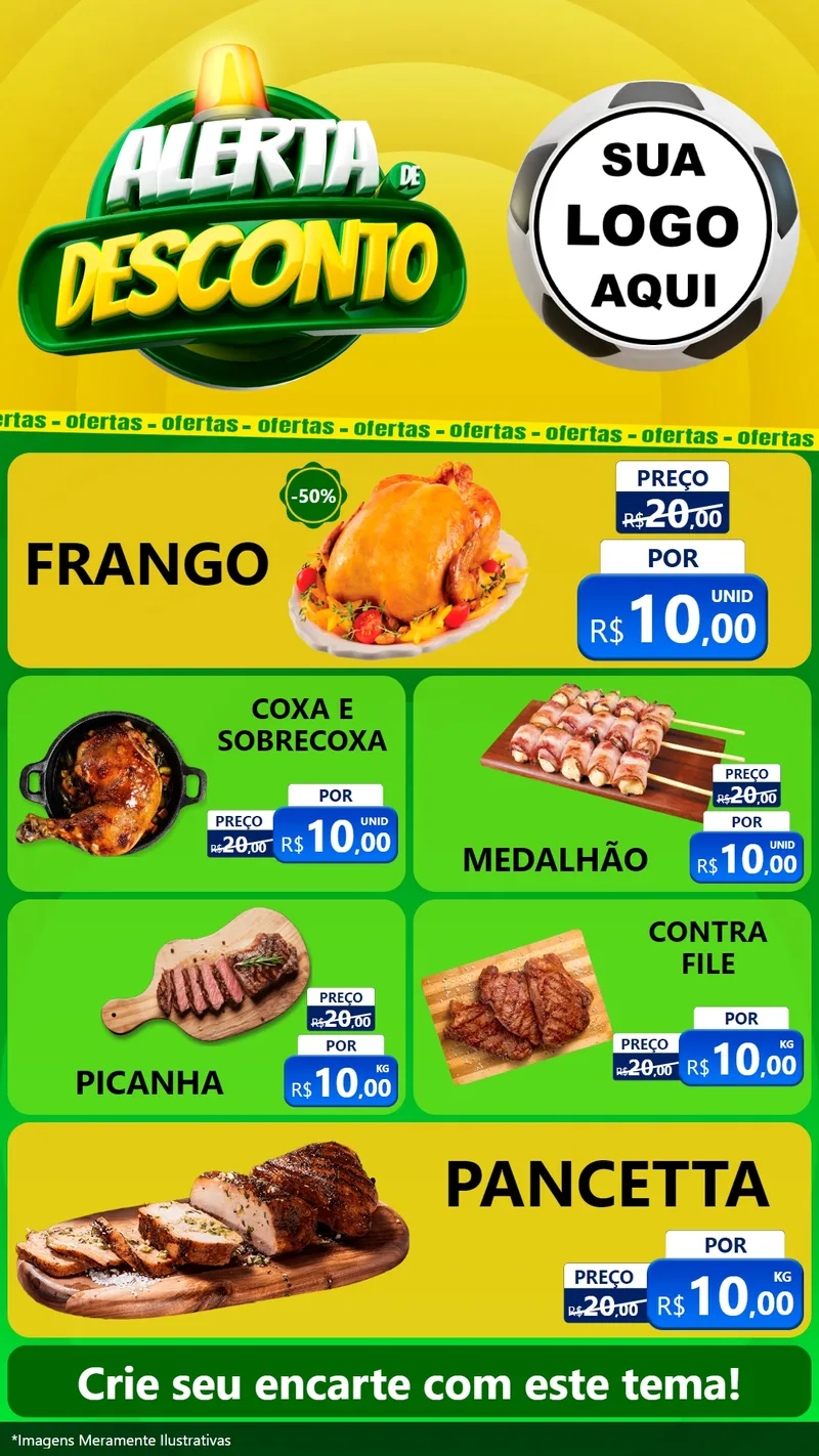 Modelo de TV para TV Vertical com o tema Alerta de Desconto para Assados
