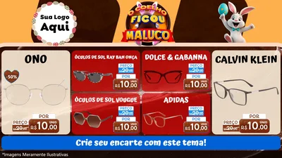 Modelo de TV para TV Horizontal com o tema O Coelho Ficou Maluco - Páscoa para Óticas