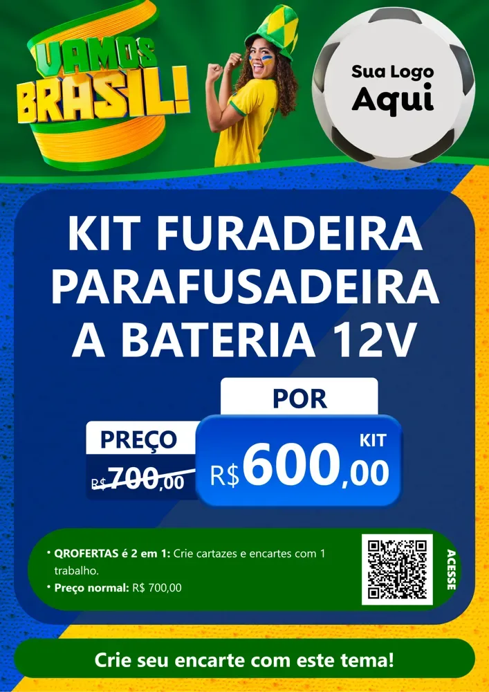 Modelo de Cartaz para Cartaz A4 Vertical com o tema Vamos Brasil - Copa para Maquinas e Ferramentas