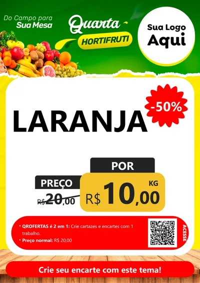 Modelo de Cartaz para Cartaz A4 Vertical com o tema Quarta hortifruti para Hortifrúti