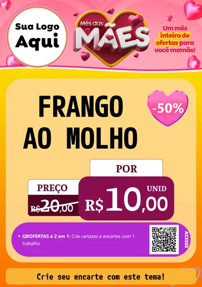 Modelo de Cartaz para Cartaz A4 Vertical com o tema Mês das Mães para Restaurante