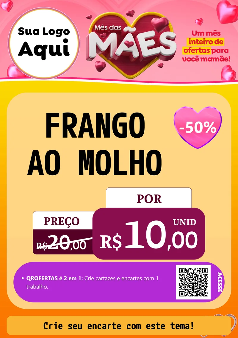 Modelo de Cartaz para Cartaz A4 Vertical com o tema Mês das Mães para Restaurante