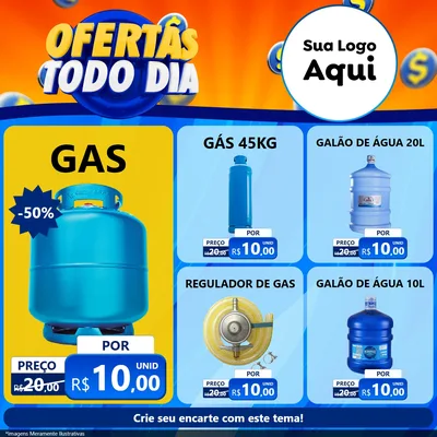 Modelo de Rede Social para Feed Facebook com o tema Ofertas Todo Dia para Água e gás