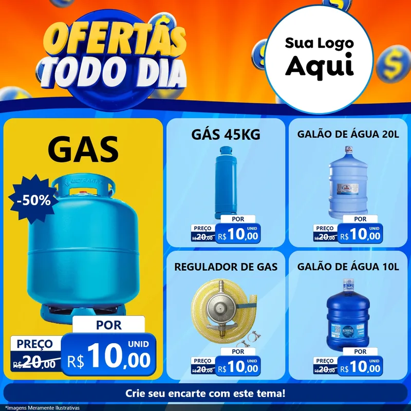 Modelo de Rede Social para Feed Facebook com o tema Ofertas Todo Dia para Água e gás