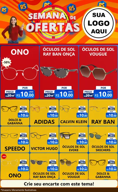 Modelo de Encarte para Encarte Grande com o tema Semana de Ofertas para Óticas