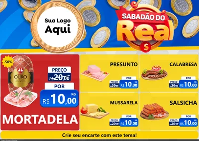 Modelo de Encarte para Encarte A4 Horizontal com o tema Sabadão do Real para Frios e Laticínios