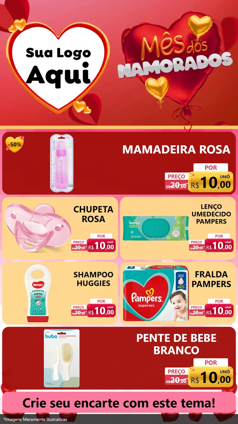 Modelo de TV para TV Vertical com o tema Mês dos Namorados para Bebês
