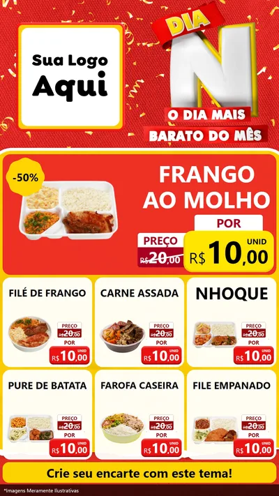 Modelo de Rede Social para Stories com o tema Dia N o Dia Mais Barato do Mês para Restaurante