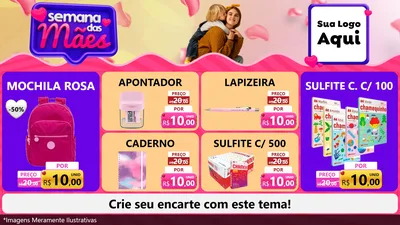 Modelo de TV para TV Horizontal com o tema Semana das Mães para Papelaria