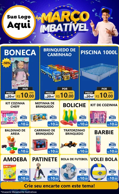 Modelo de Encarte para Encarte Grande com o tema Março Imbatível para Brinquedos