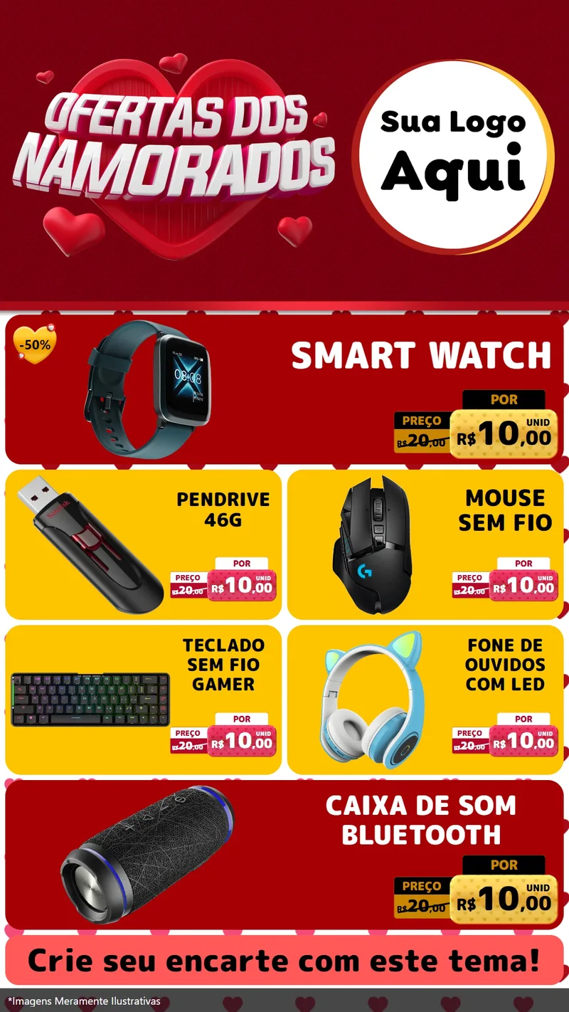 Modelo de TV para TV Vertical com o tema Ofertas Dos Namorados para Informática