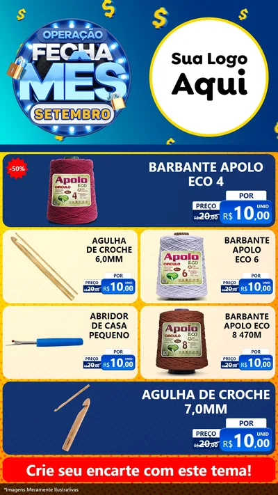 Modelo de TV para TV Vertical com o tema Operação Fecha Mês Setembro para Armarinho e Aviamentos
