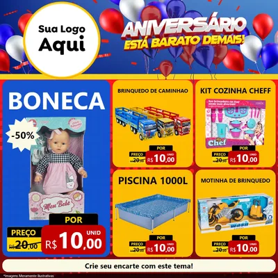 Modelo de Rede Social para Feed Facebook com o tema Aniversário para Brinquedos
