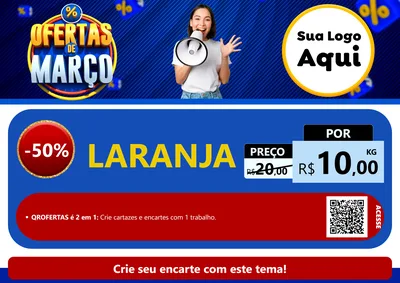 Modelo de Cartaz para Cartaz A4 Horizontal com o tema Ofertas de Março para Hortifrúti