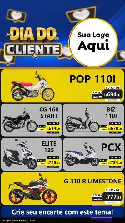 Modelo de TV para TV Vertical com o tema Dia Do Cliente para Concessionaria de Motos