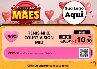 Modelo de Cartaz para Cartaz A4 Horizontal com o tema Semana das Mães para Calçados