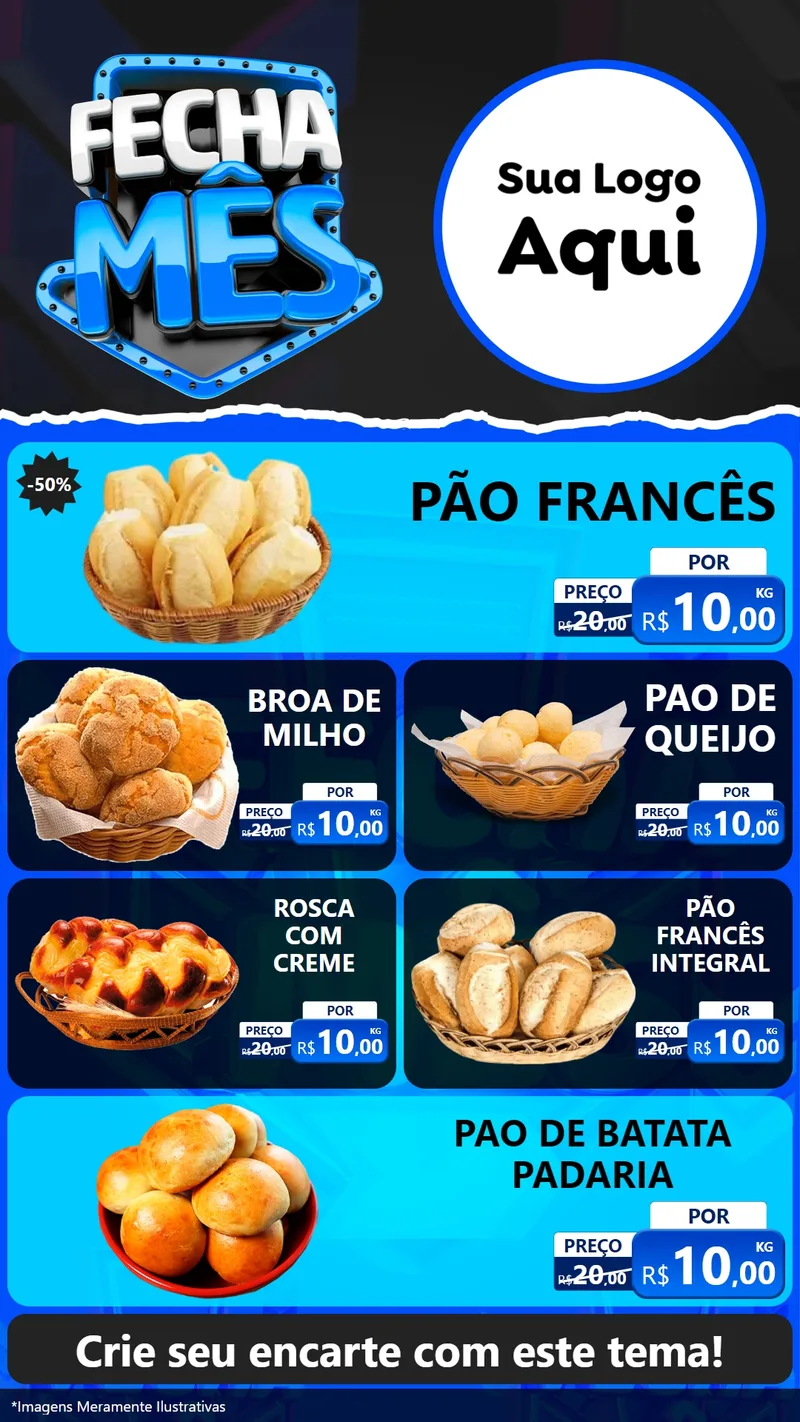 Modelo de TV para TV Vertical com o tema Fecha Mês para Padaria