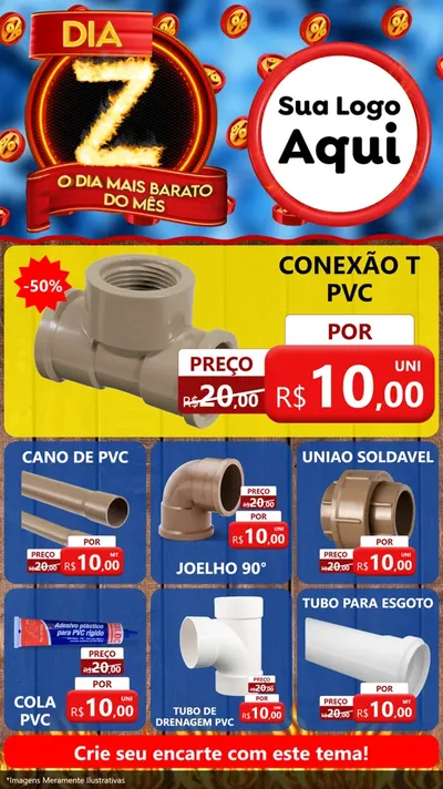 Modelo de Rede Social para Stories com o tema Dia Z - O Dia Mais Barato Do Mês para Tubos e conexões