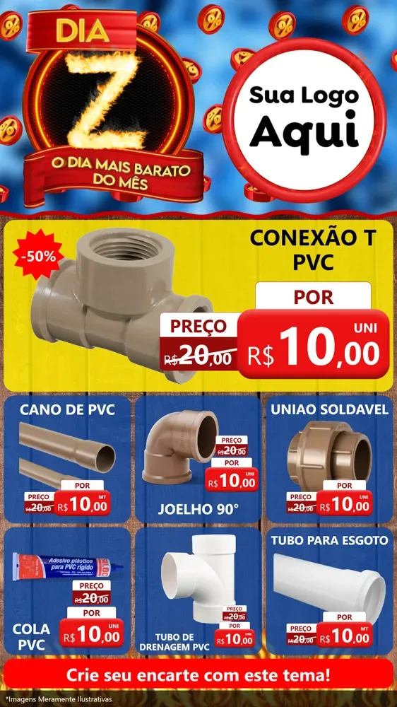 Modelo de Rede Social para Stories com o tema Dia Z - O Dia Mais Barato Do Mês para Tubos e conexões