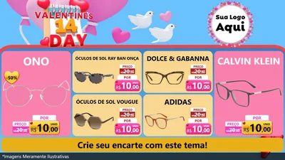 Modelo de TV para TV Horizontal com o tema Valentine's Day para Óticas