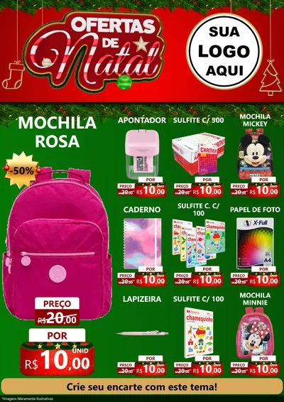 Modelo de Encarte para Encarte A4 Vertical com o tema Ofertas de Natal para Papelaria