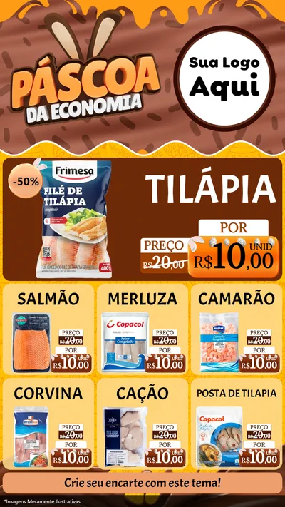 Modelo de Rede Social para Stories com o tema Páscoa da Economia para Peixaria