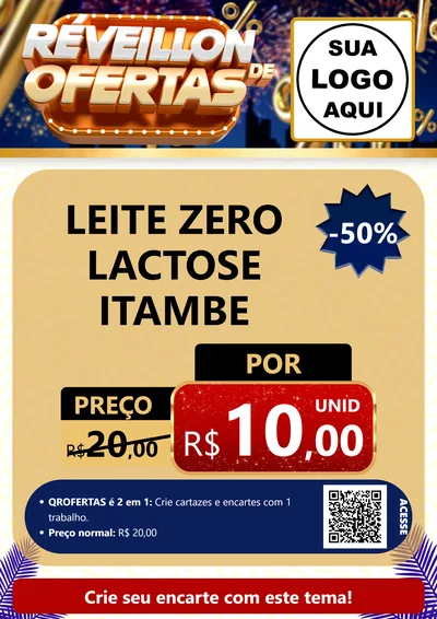 Modelo de Cartaz para Cartaz A4 Vertical com o tema Réveillon de Ofertas para Frios e Laticínios