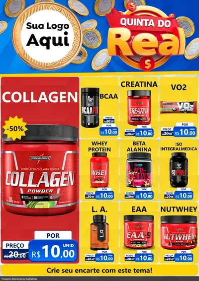 Modelo de Encarte para Encarte A4 Vertical com o tema Quinta do Real para Suplementos alimentares